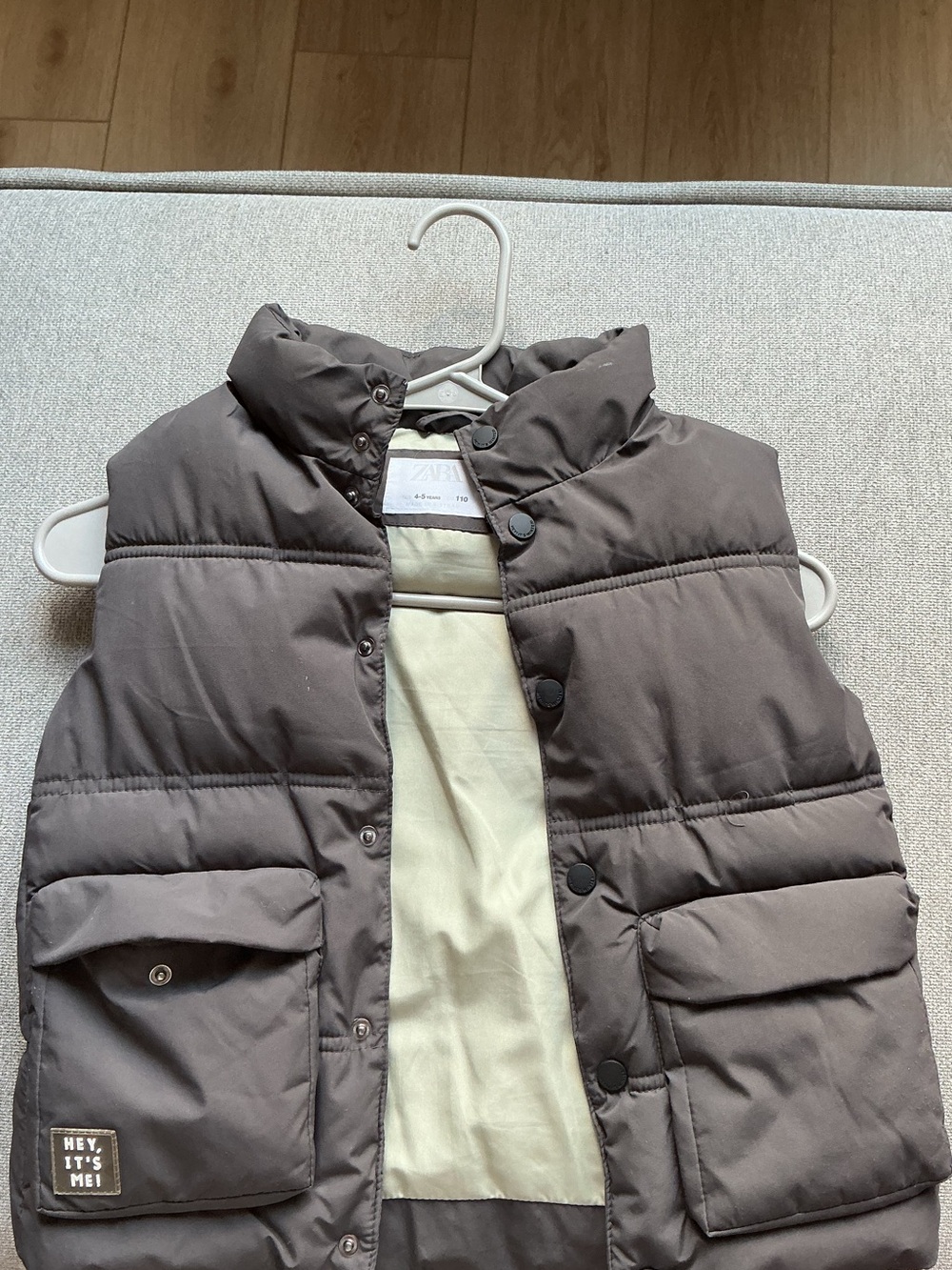 Zara Chocolate Brown Puffer Vest with Cream Interior